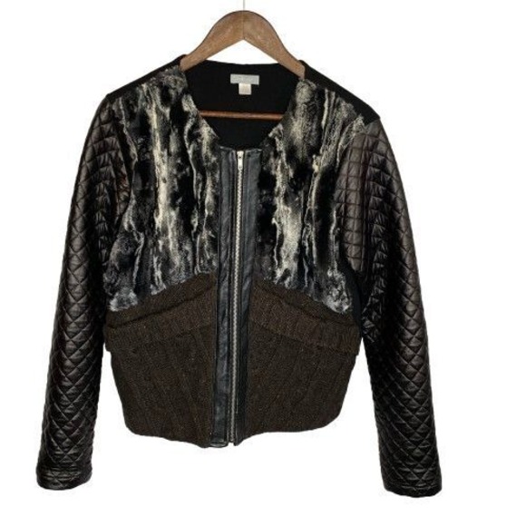 Womens Bohemian Patchwork Jacket Size XL Black Mixed Media Edgy Eco-Friendly - Picture 1 of 16